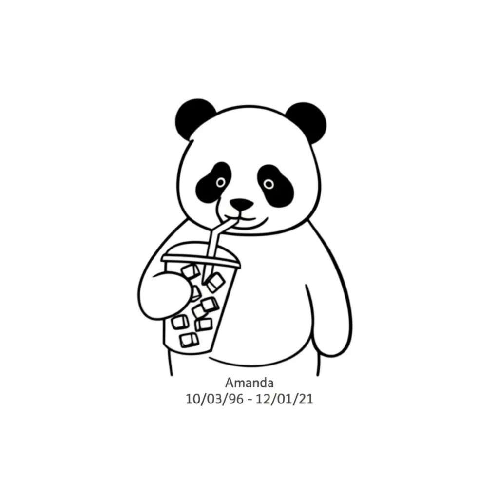 Minimalist Panda Memorial Tattoo with Dunkin' Coffee - Amanda
