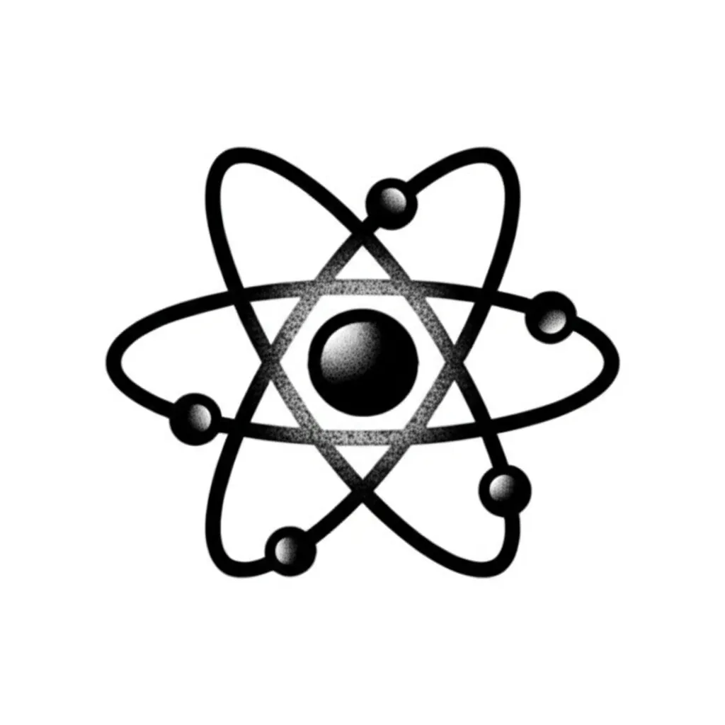 Atomic Model Tattoo in American Traditional Style Atomic Model Tattoo in American Traditional Style