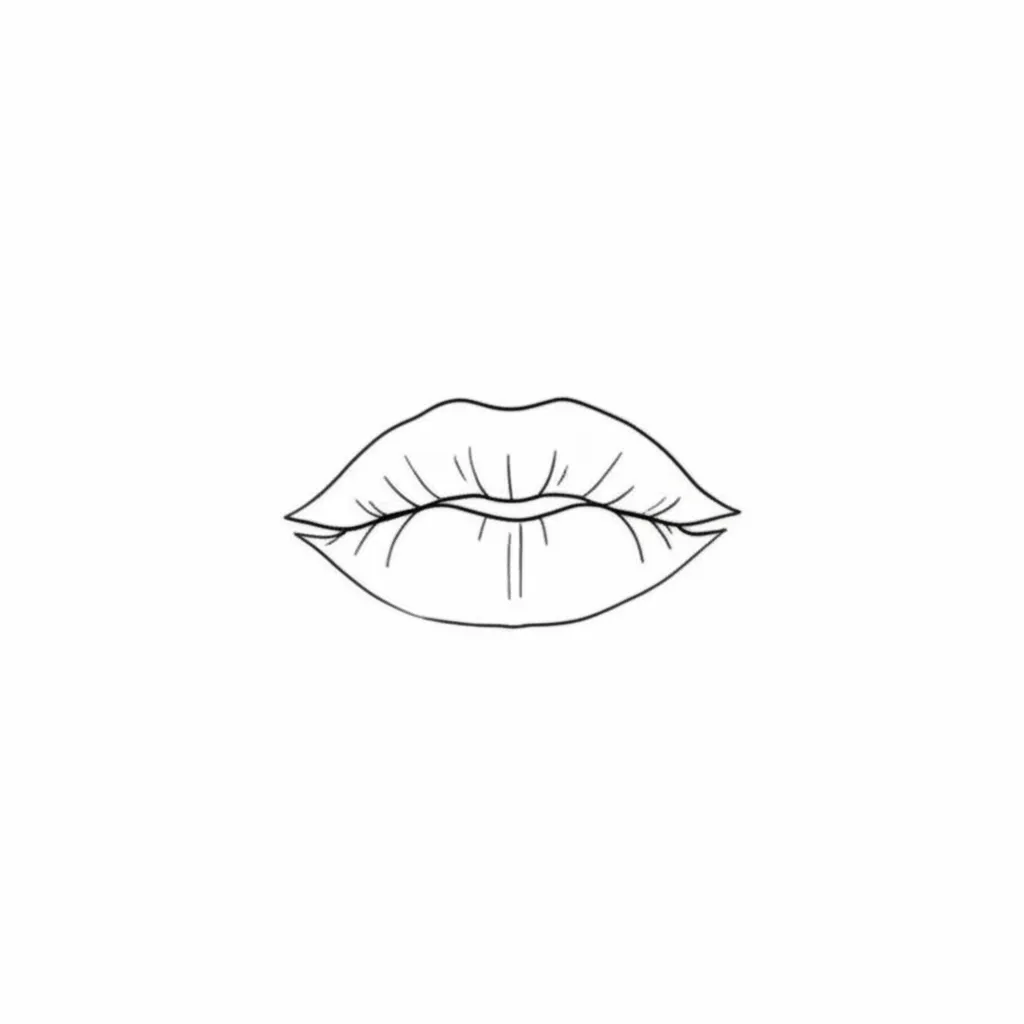 Minimalist Lips Tattoo on Chest - Delicate & Sexy Design Minimalist Lips Tattoo on Chest - Delicate & Sexy Design