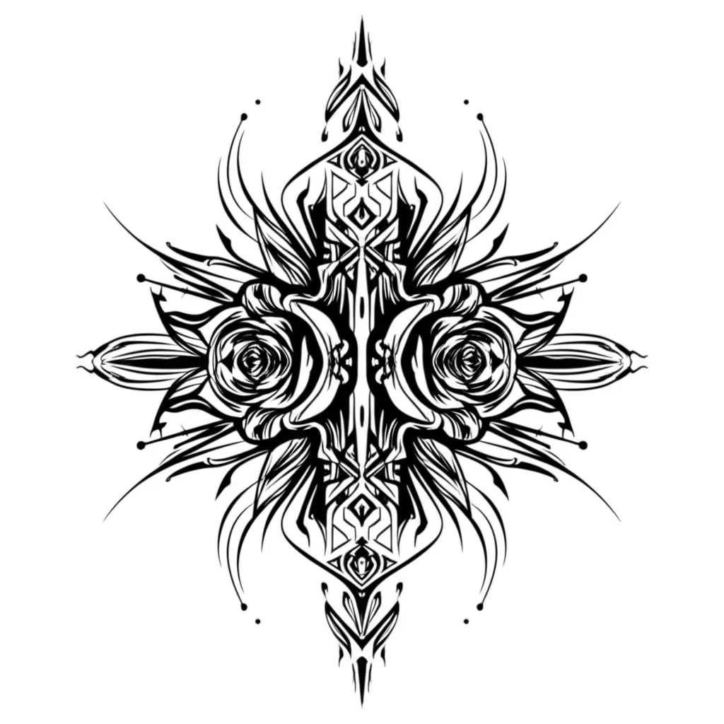 Cyber Sigilism Rose Tattoo with Names Kaisen & Paisley