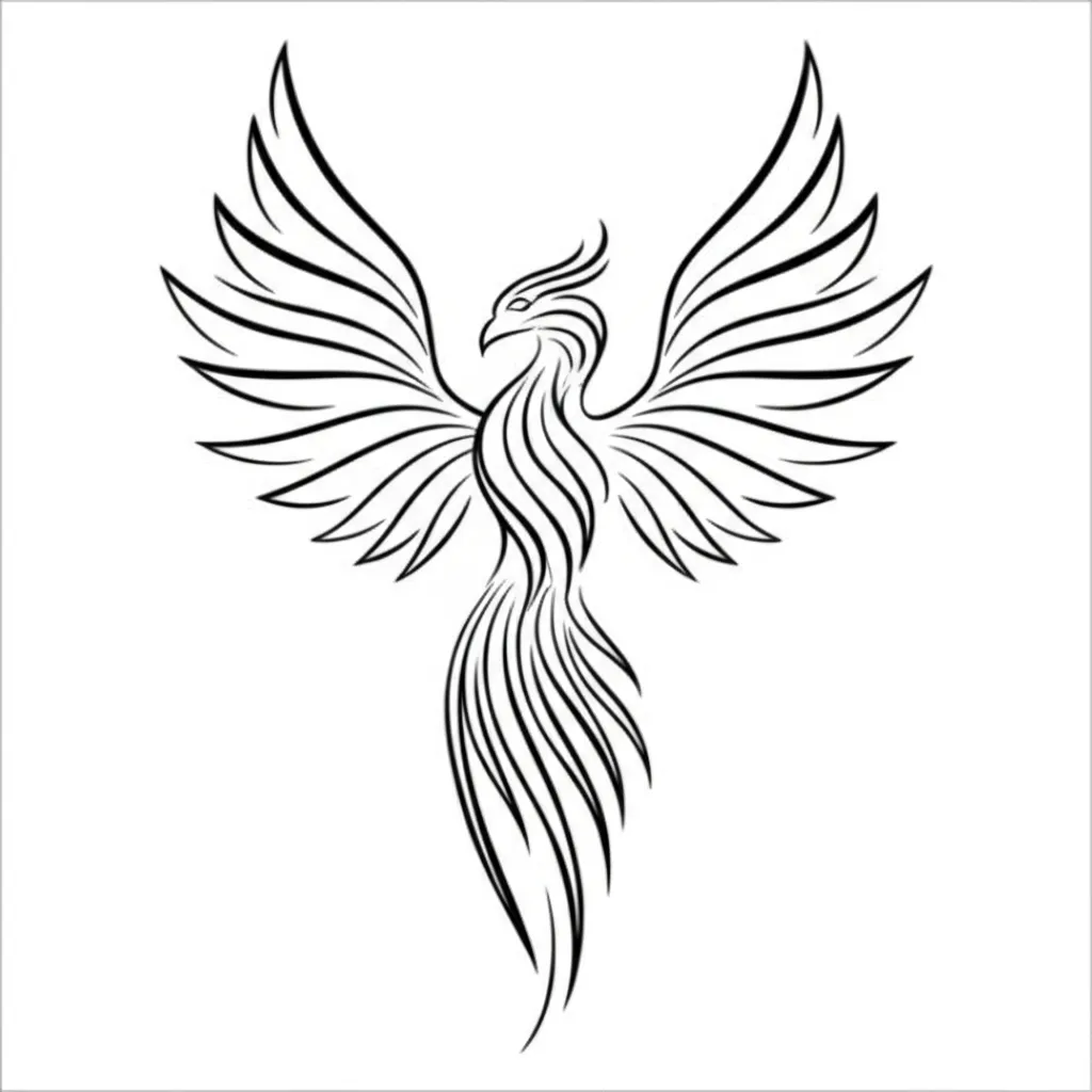 Minimalist Phoenix Tattoo Design: Symbol of Rebirth