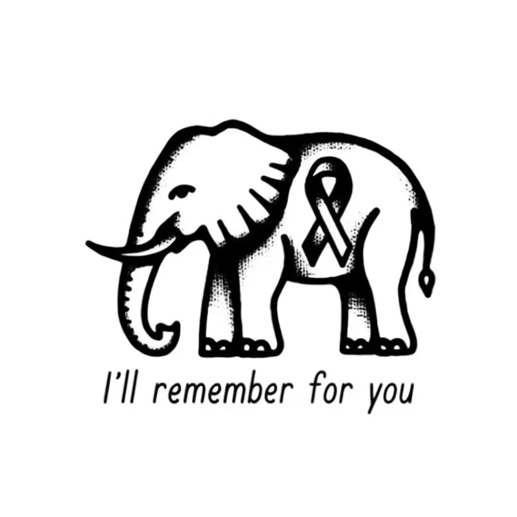 American Traditional Elephant Alzheimer's Awareness Tattoo
