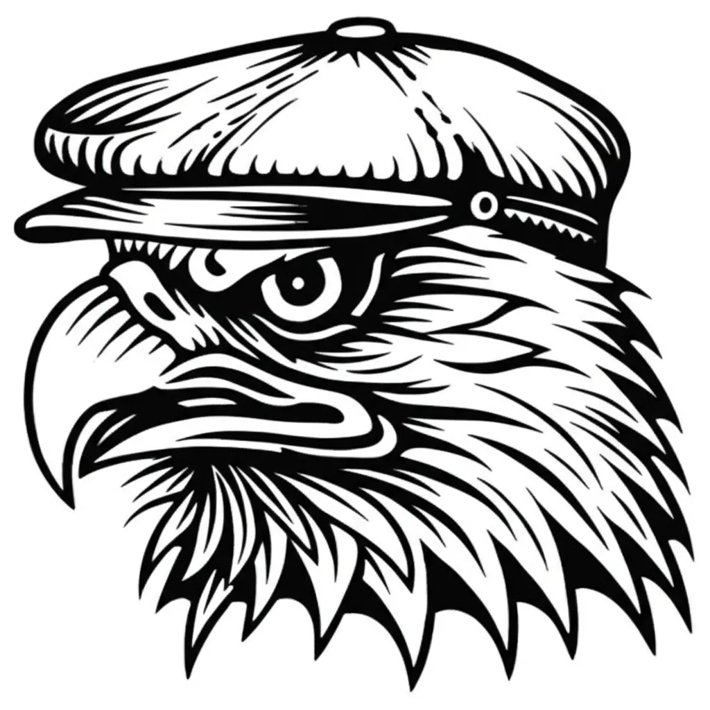 American Traditional Eagle with Fitted Hat Tattoo