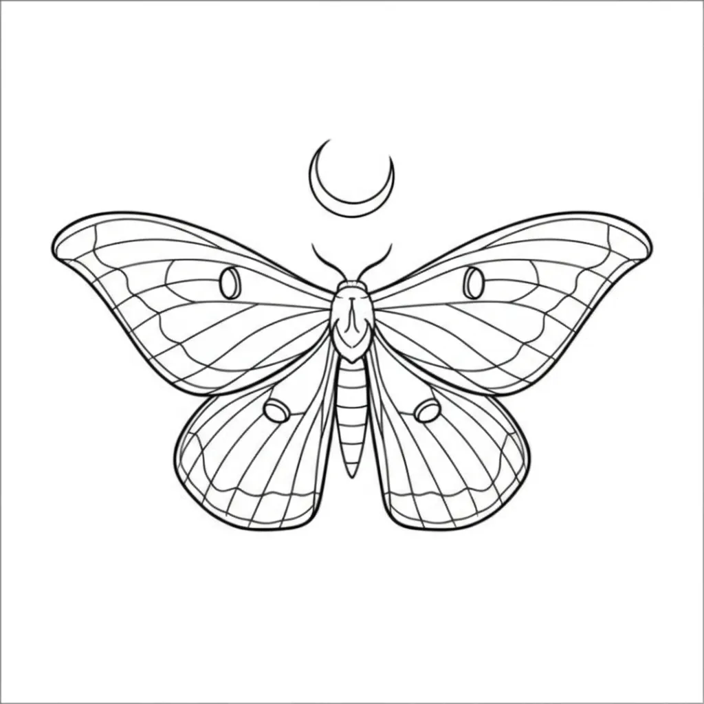 Minimalist Sunset Moth and Moon Tattoo Design