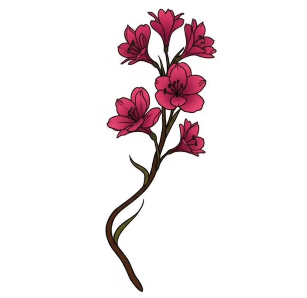 Minimalist Alstroemeria Lily Vine Tattoo Design