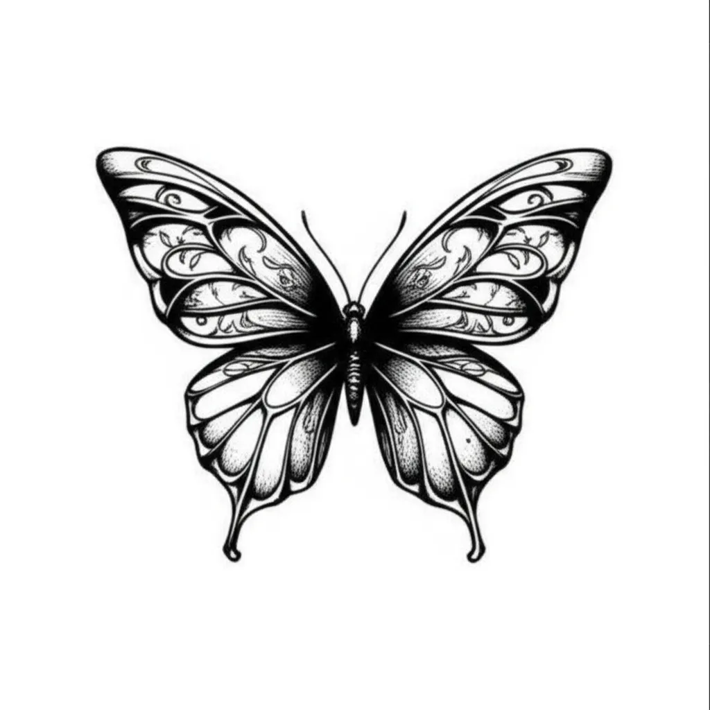 Gothic Half Butterfly Tattoo Design