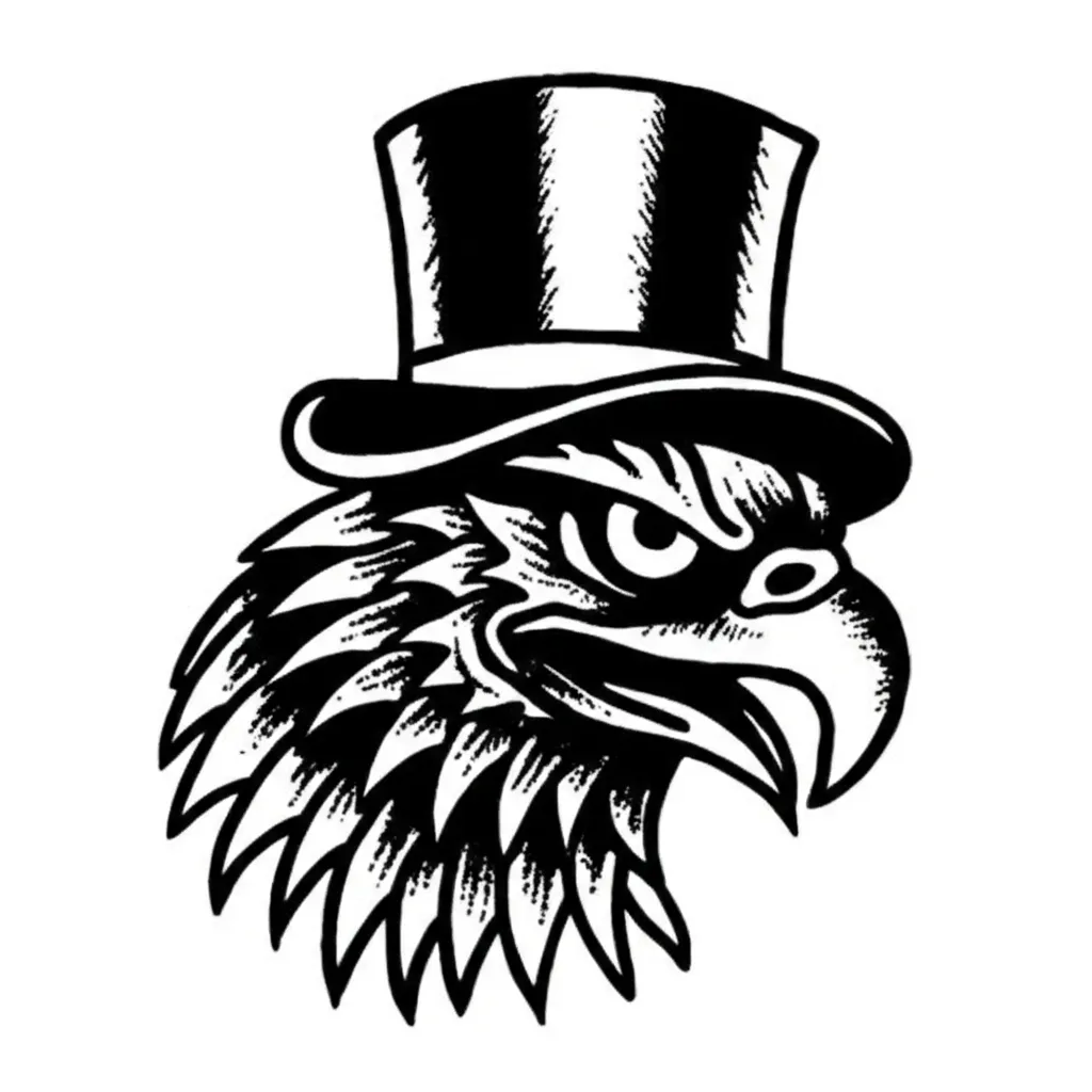 American Traditional Eagle with Hat Tattoo Design