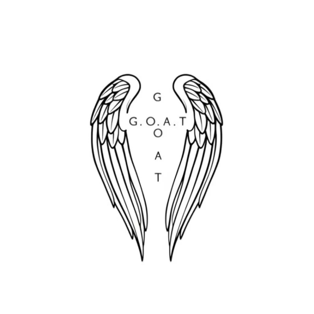 Minimalist Chest Tattoo: Cross with G.O.A.T. & Angel Wings Minimalist Chest Tattoo: Cross with G.O.A.T. & Angel Wings