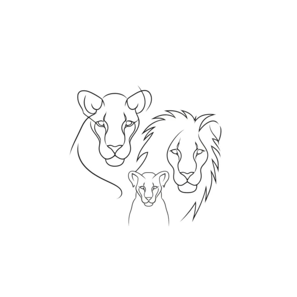 Minimalist Lion Family Tattoo Design: A Symbol of Unity
