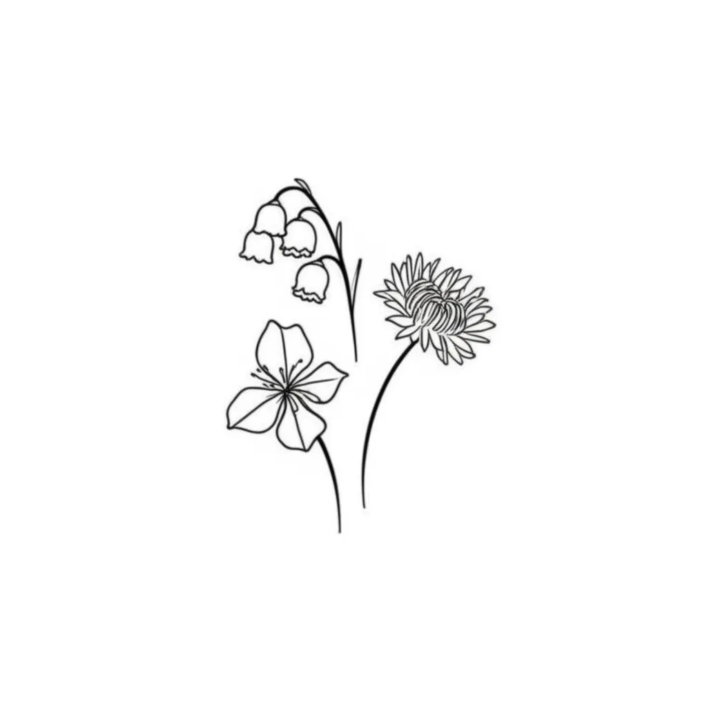 Minimalist Floral Tattoo for Daughters: Peyton, Zoe, Addilyn Minimalist Floral Tattoo for Daughters: Peyton, Zoe, Addilyn