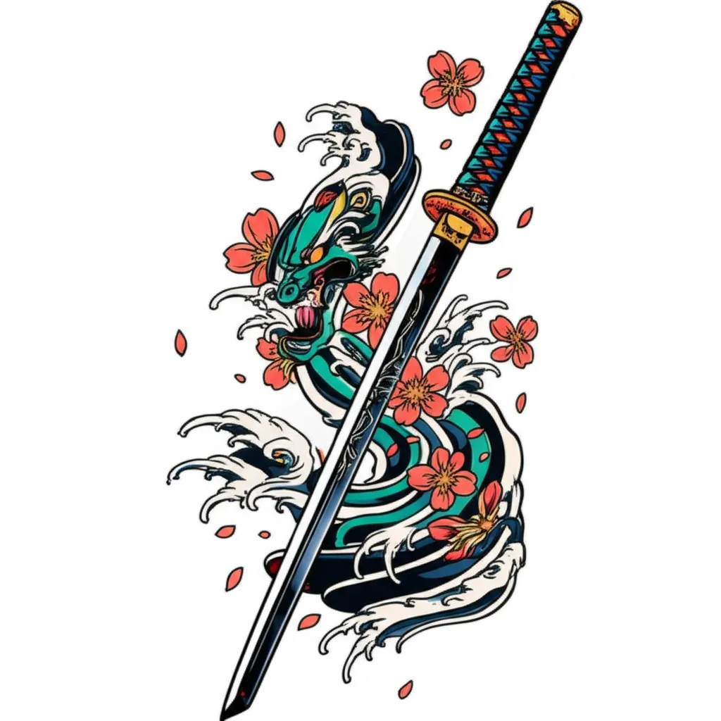Katana Japanese Traditional Tattoo Design