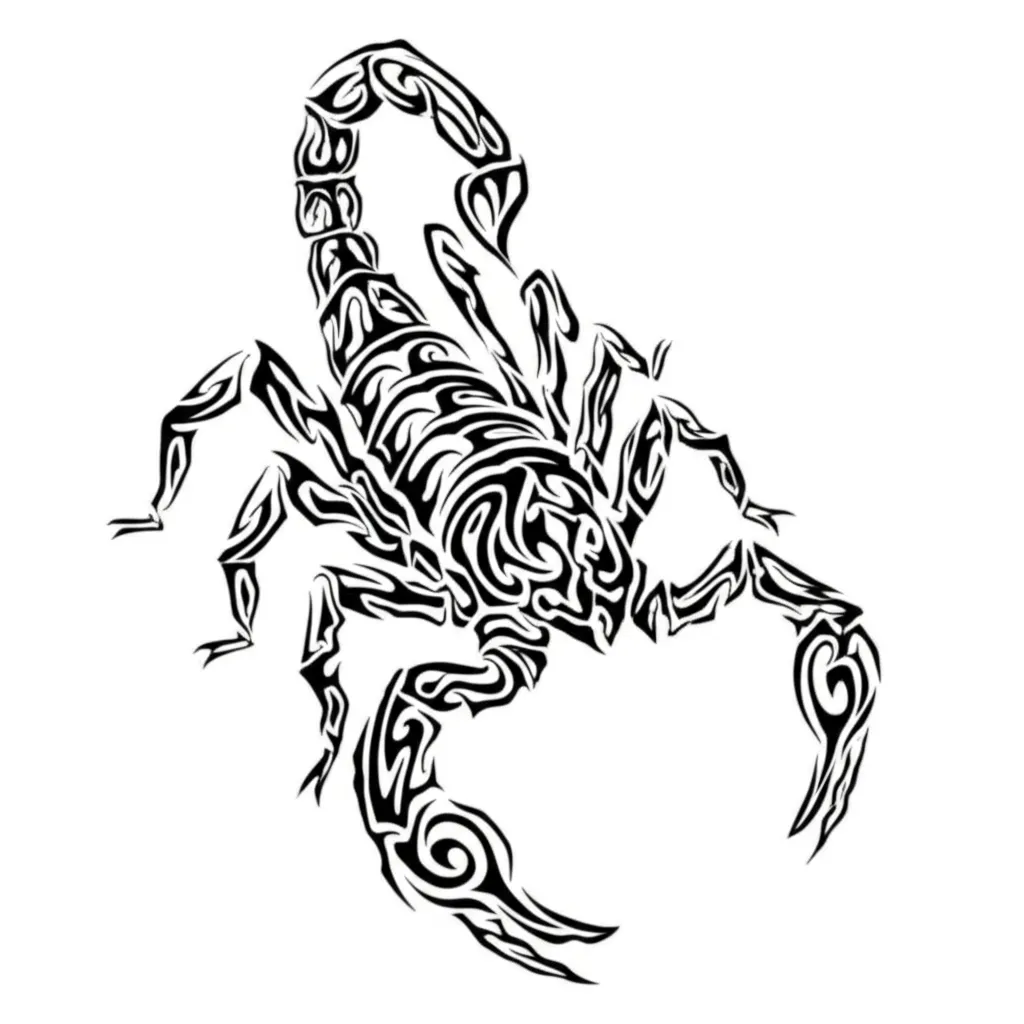 Minimalist Scorpion with Hawaiian Tribal Tattoo Design