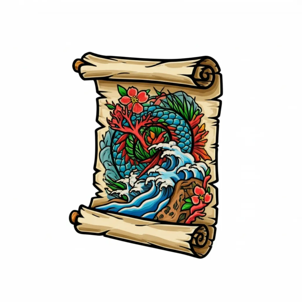 Japanese Dragon Scroll Tattoo Design Japanese Dragon Scroll Tattoo Design