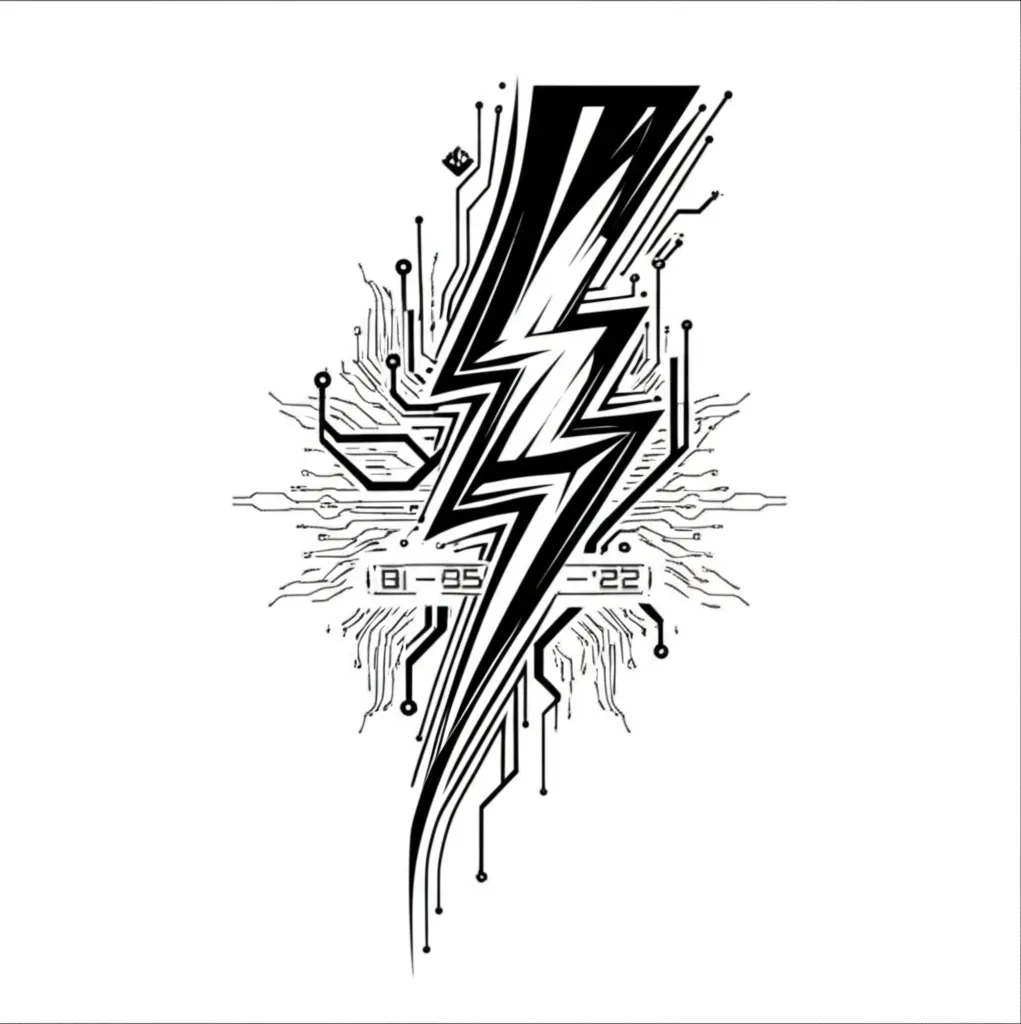 Cyber Sigilism Lightning Bolt Tattoo with Date - 01-05-22 Cyber Sigilism Lightning Bolt Tattoo with Date - 01-05-22