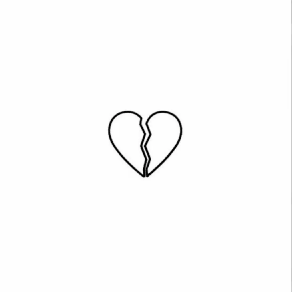 Minimalist Broken Heart Tattoo - Emo Aesthetic Design Minimalist Broken Heart Tattoo - Emo Aesthetic Design