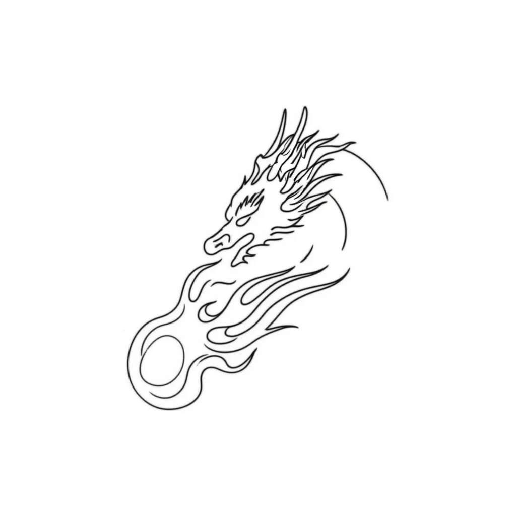 Minimalist Dragon Breathing Fire Tattoo Design Minimalist Dragon Breathing Fire Tattoo Design