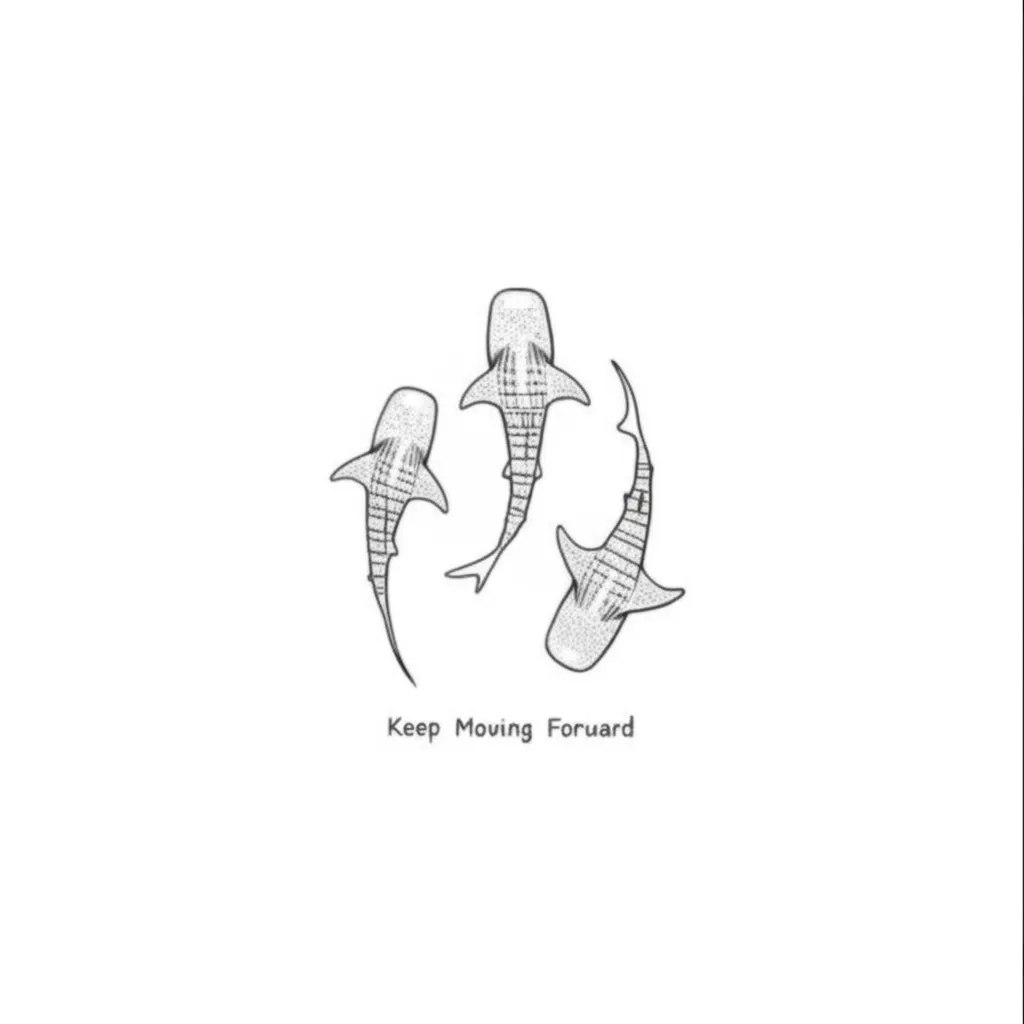 Minimalist Whale Shark Tattoo: Keep Moving Forward Design