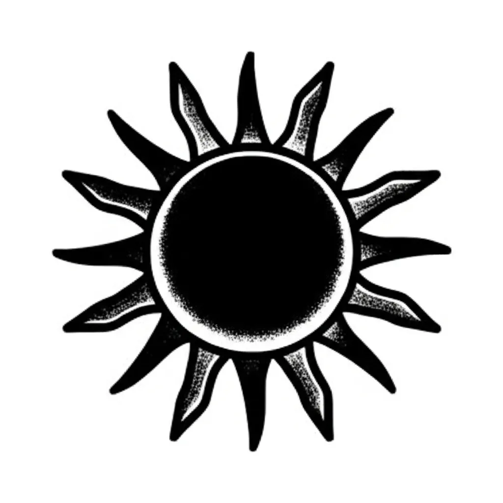 American Traditional Sun and Moon Tattoo Design