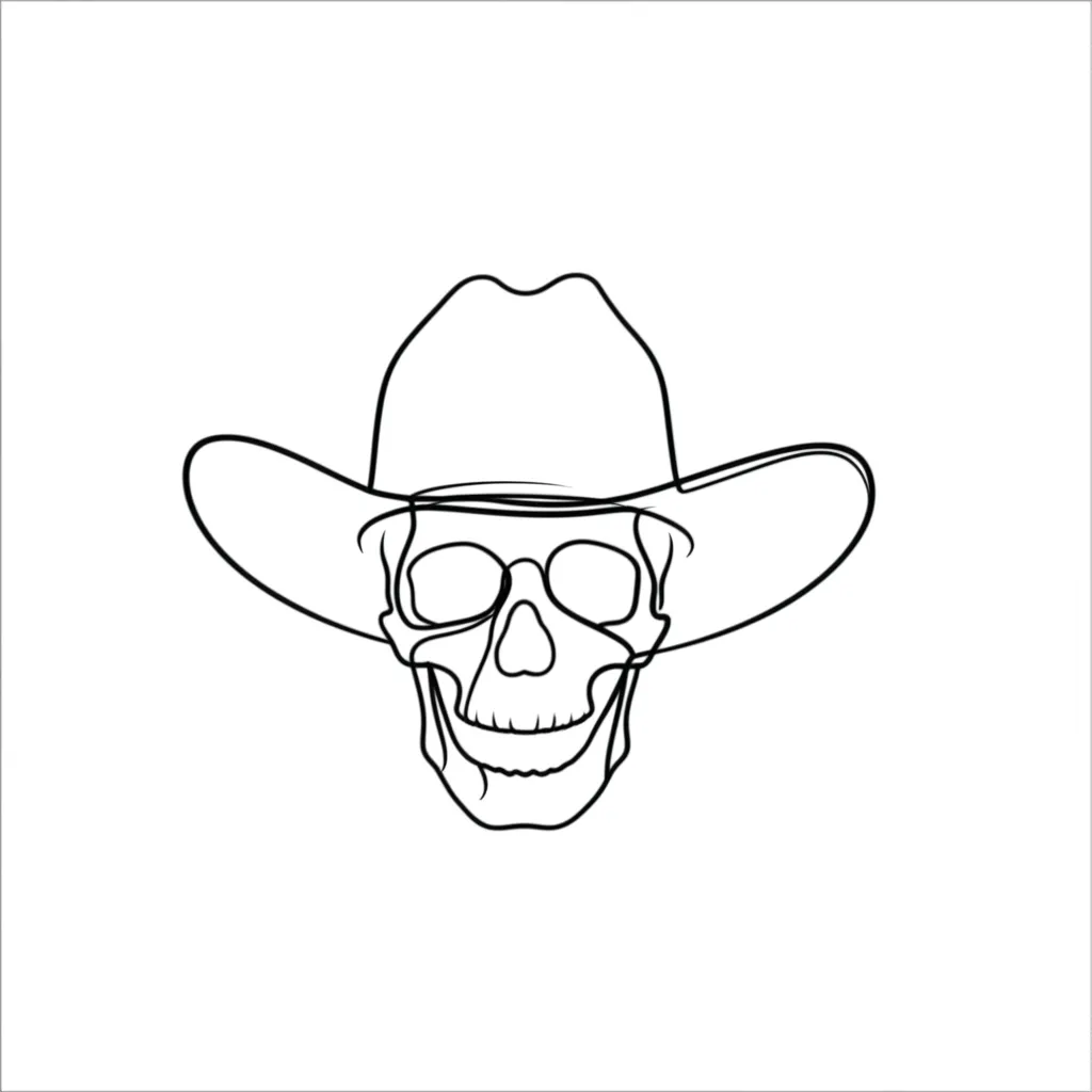 Minimalist Cowboy Skull Tattoo Design