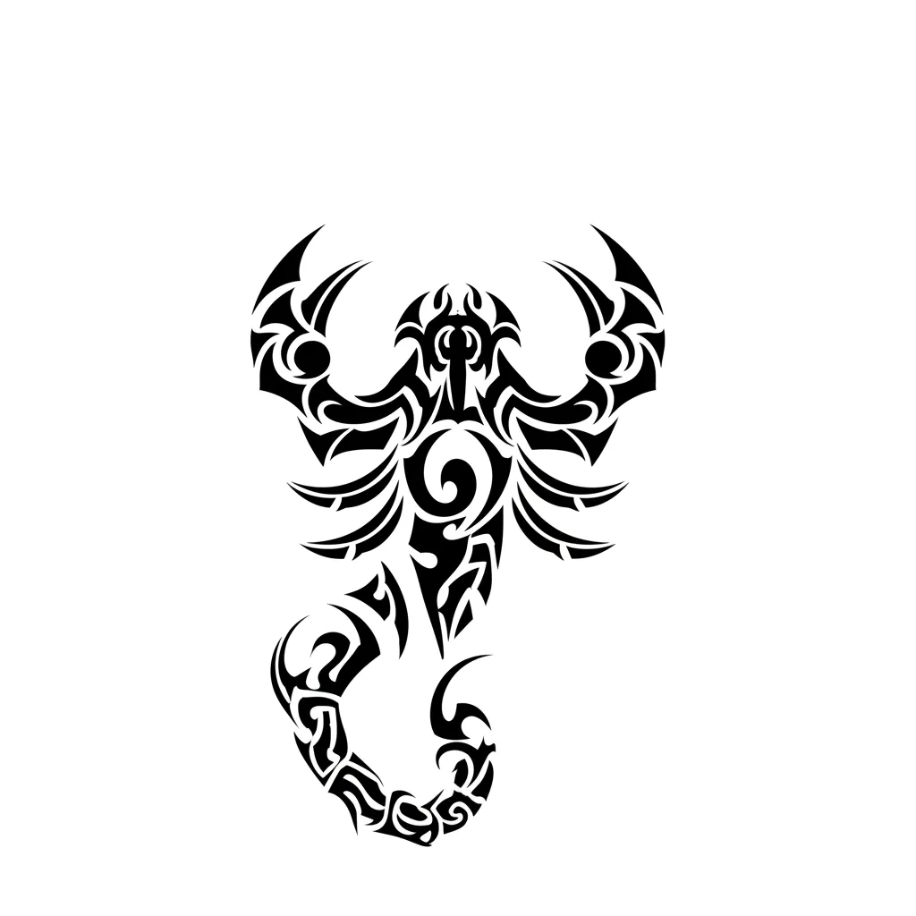 Minimalist Scorpion with Hawaiian Tribal Tattoo Design