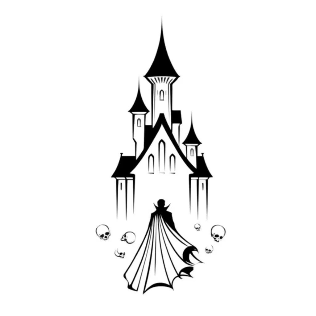 Minimalist Gothic Castle Vampire Tattoo Design