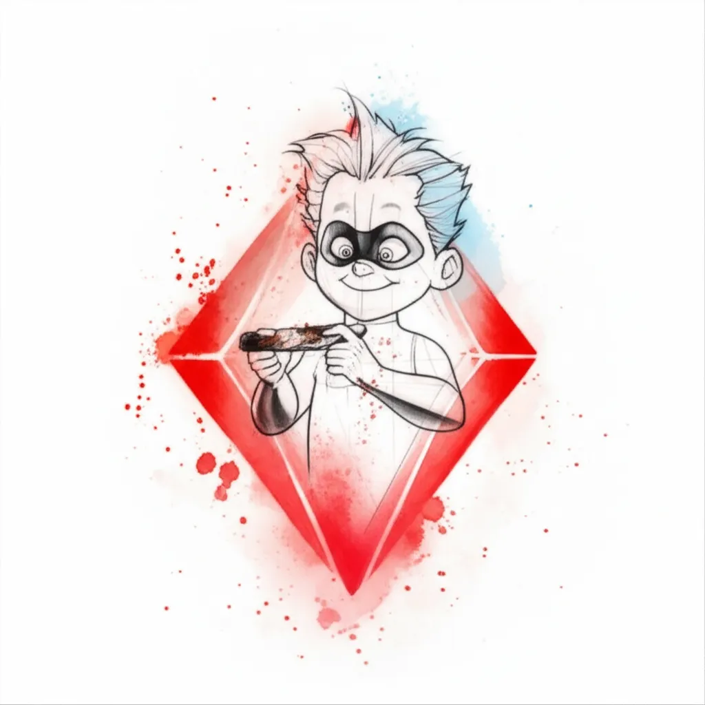Dash from The Incredibles Watercolor Tattoo Design