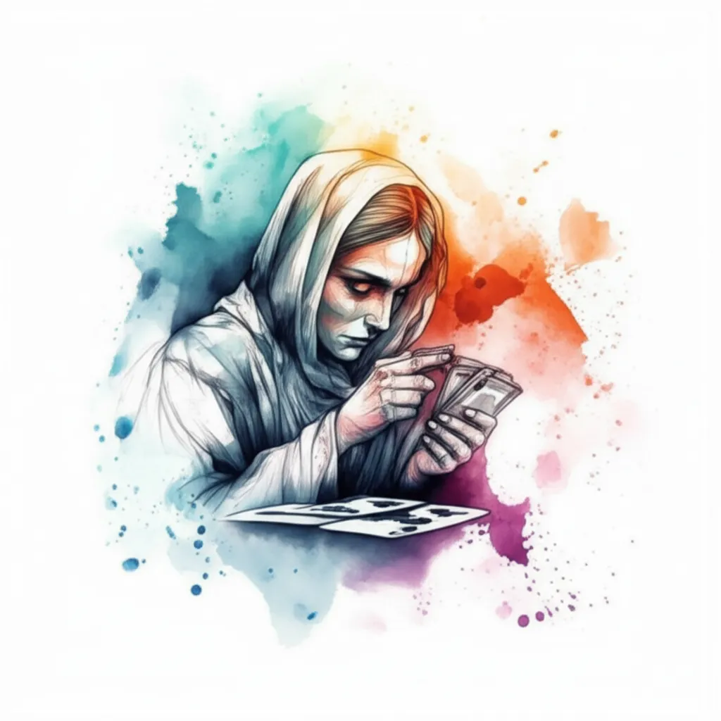 Playing Cards with Death Watercolor Tattoo Design Playing Cards with Death Watercolor Tattoo Design