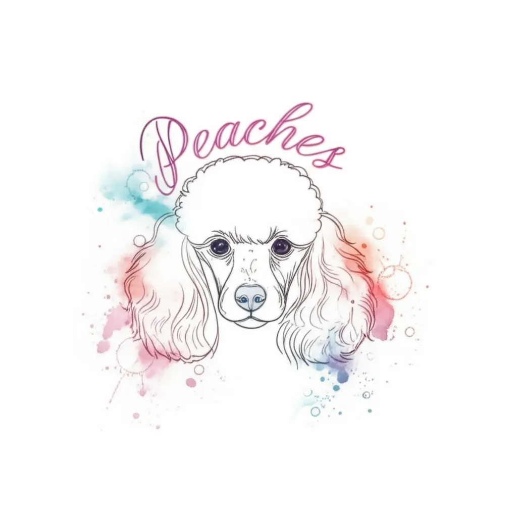 Watercolor Poodle Tattoo with Name - 'Peaches' Dog Memorial
