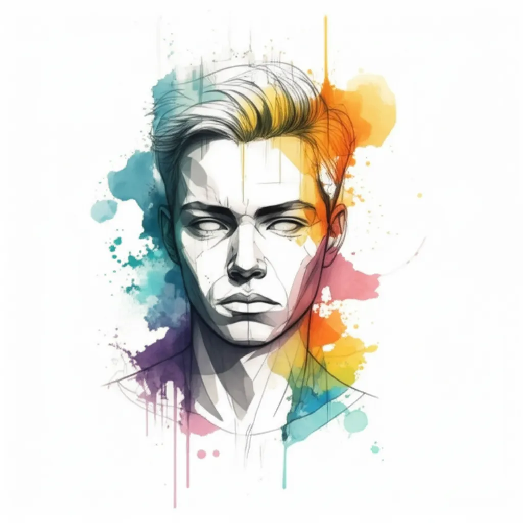 Watercolor Man Portrait Full Sleeve Tattoo Idea Watercolor Man Portrait Full Sleeve Tattoo Idea