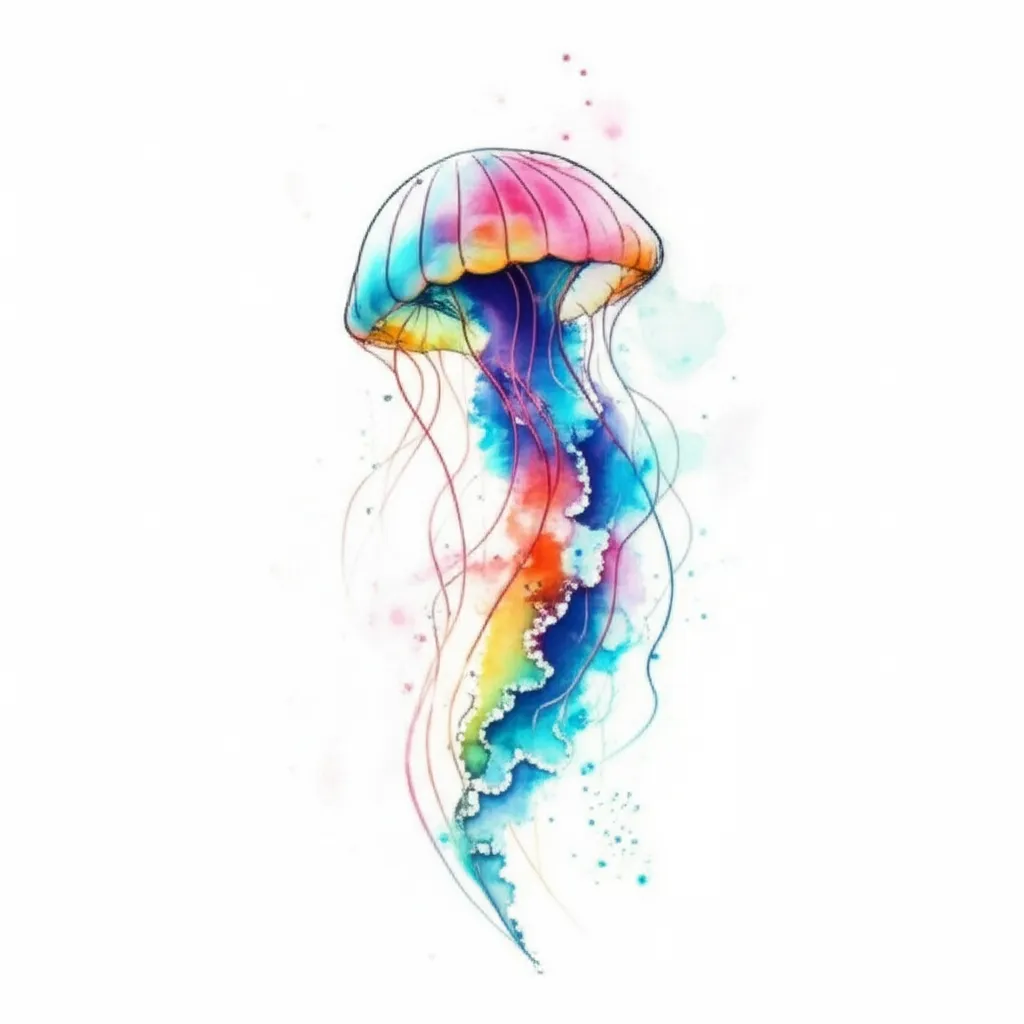 Watercolor Jellyfish Tattoo Design - Unique & Vibrant Art