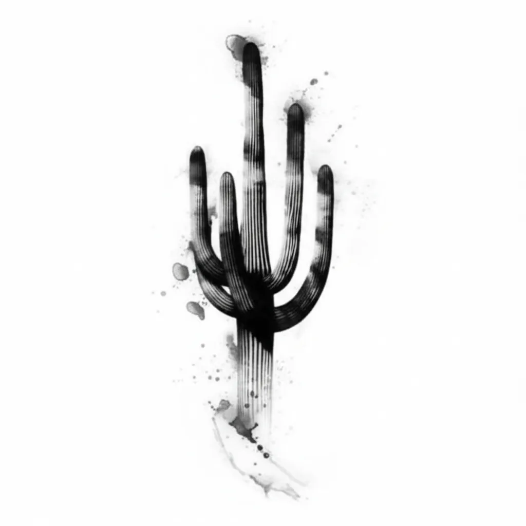 Saguaro Cactus Watercolor Tattoo: Arizona Desert Ink Saguaro Cactus Watercolor Tattoo: Arizona Desert Ink