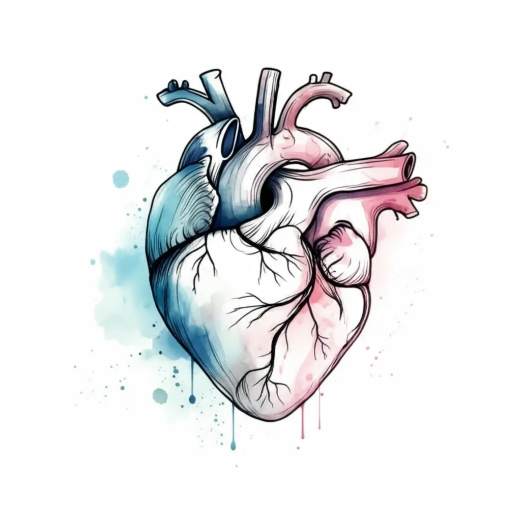 Heartbroken Watercolor Heart Tattoo Design