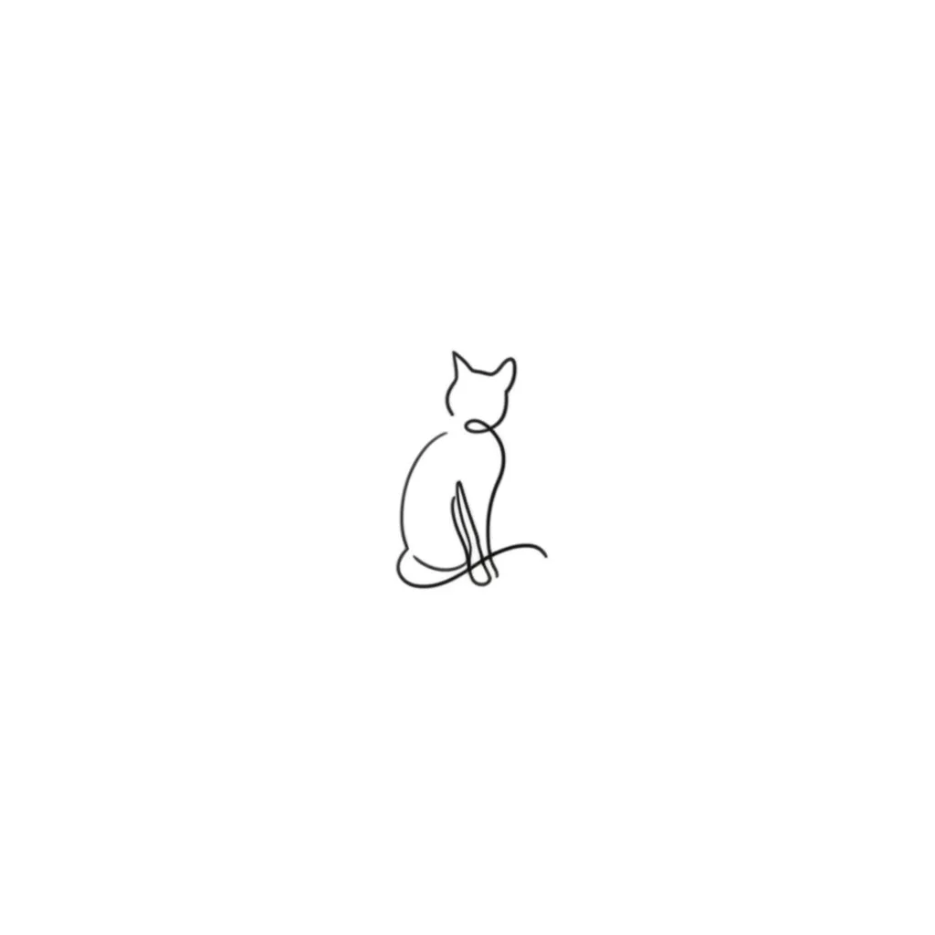 Minimalist Cat Outline Tattoo Behind Ear: Single Line Design Minimalist Cat Outline Tattoo Behind Ear: Single Line Design