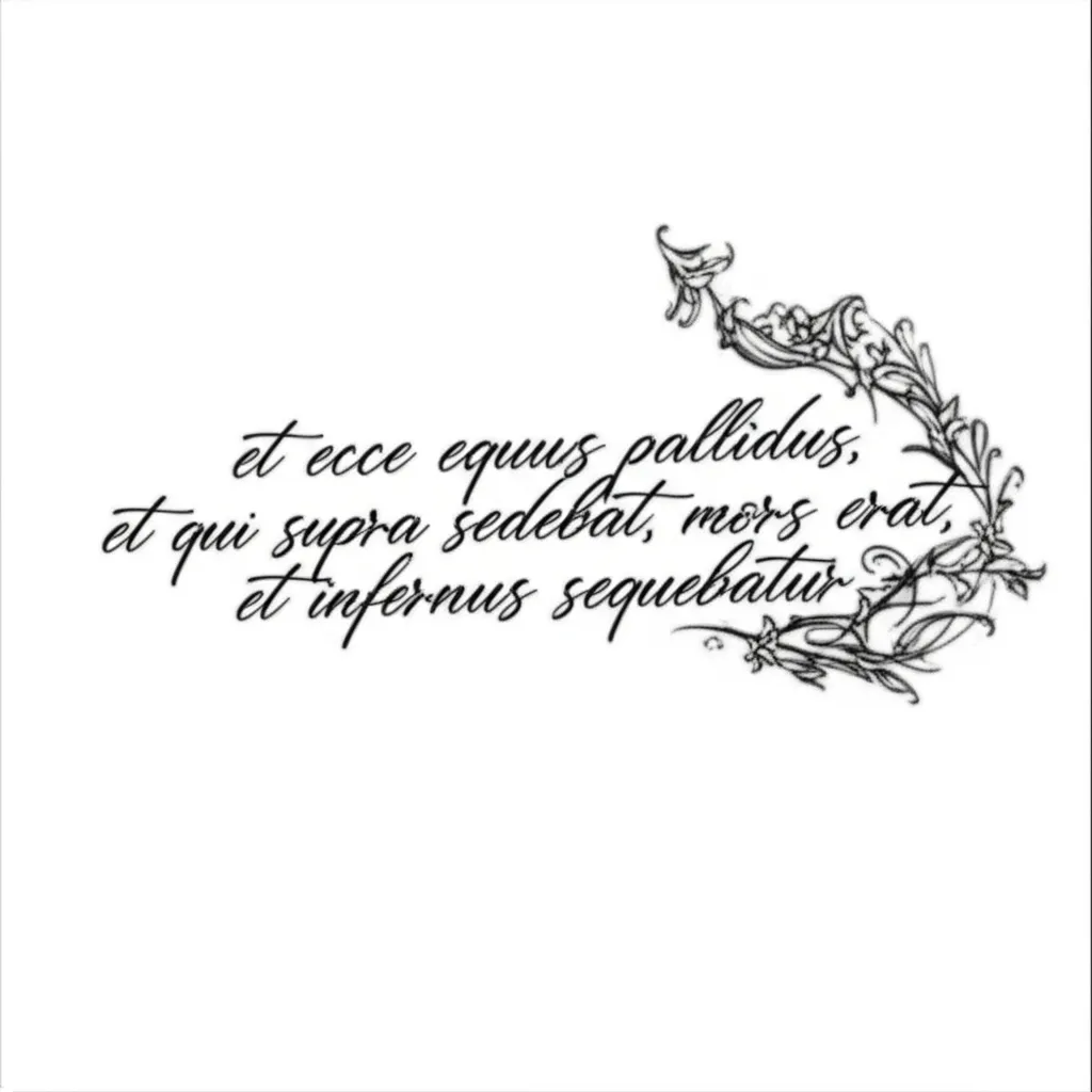 Minimalist Cursive Tattoo Design: 'Et ecce equus pallidus' Quote