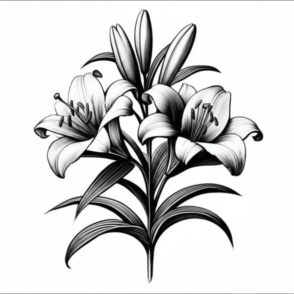Illustrative Lily Tattoo Design: Symbolism and Placement Ideas Illustrative Lily Tattoo Design: Symbolism and Placement Ideas