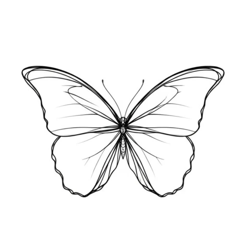 Minimalist Blue Butterfly Tattoo Design