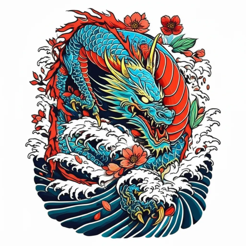 Japanese Dragon Tattoo Design - Traditional Style