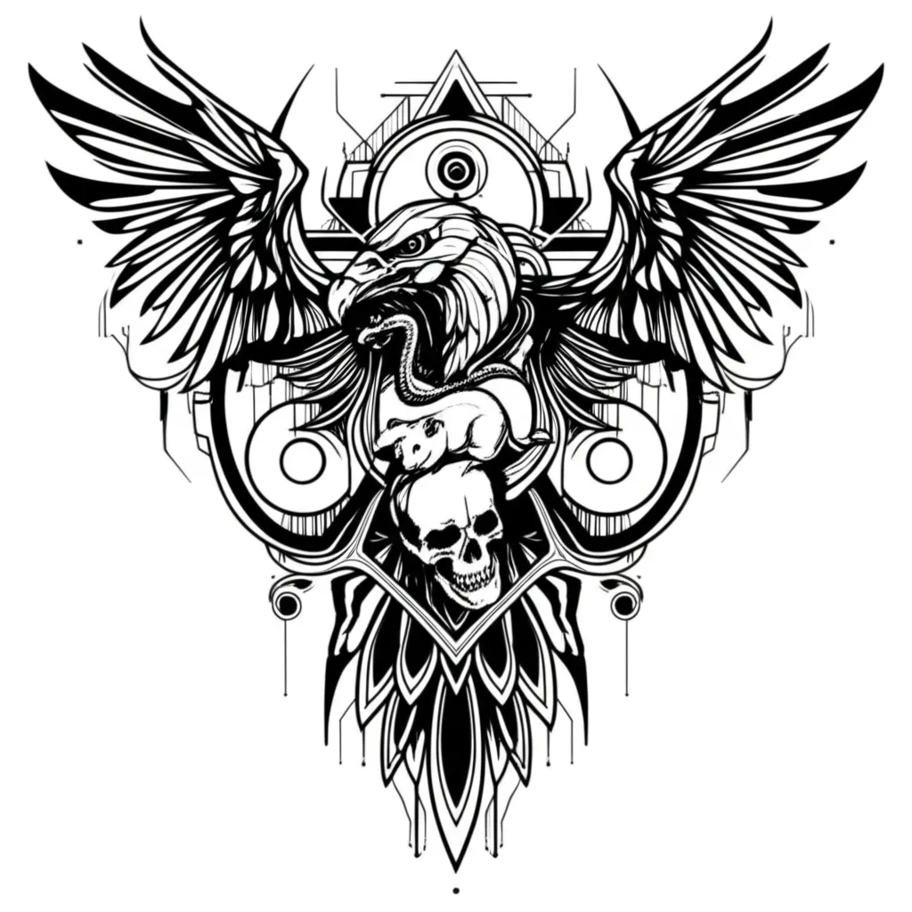Cyber Sigilism Vulture Skull Snake Rat Tattoo Design Cyber Sigilism Vulture Skull Snake Rat Tattoo Design