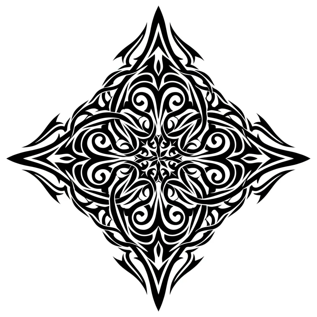 Tribal Arrow Cross with Vines Tattoo Design