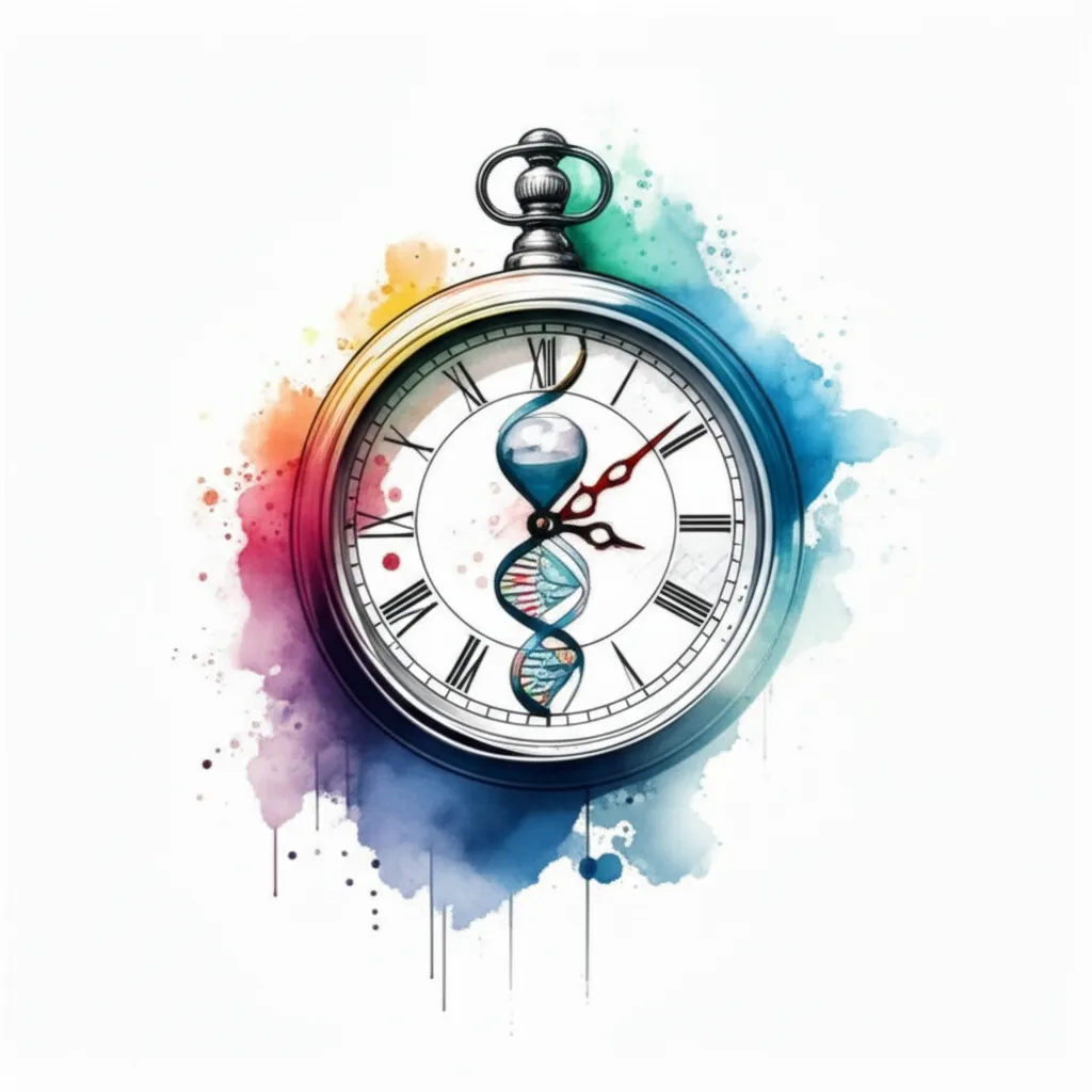 Watercolor Clock DNA Hourglass Tattoo Design Watercolor Clock DNA Hourglass Tattoo Design
