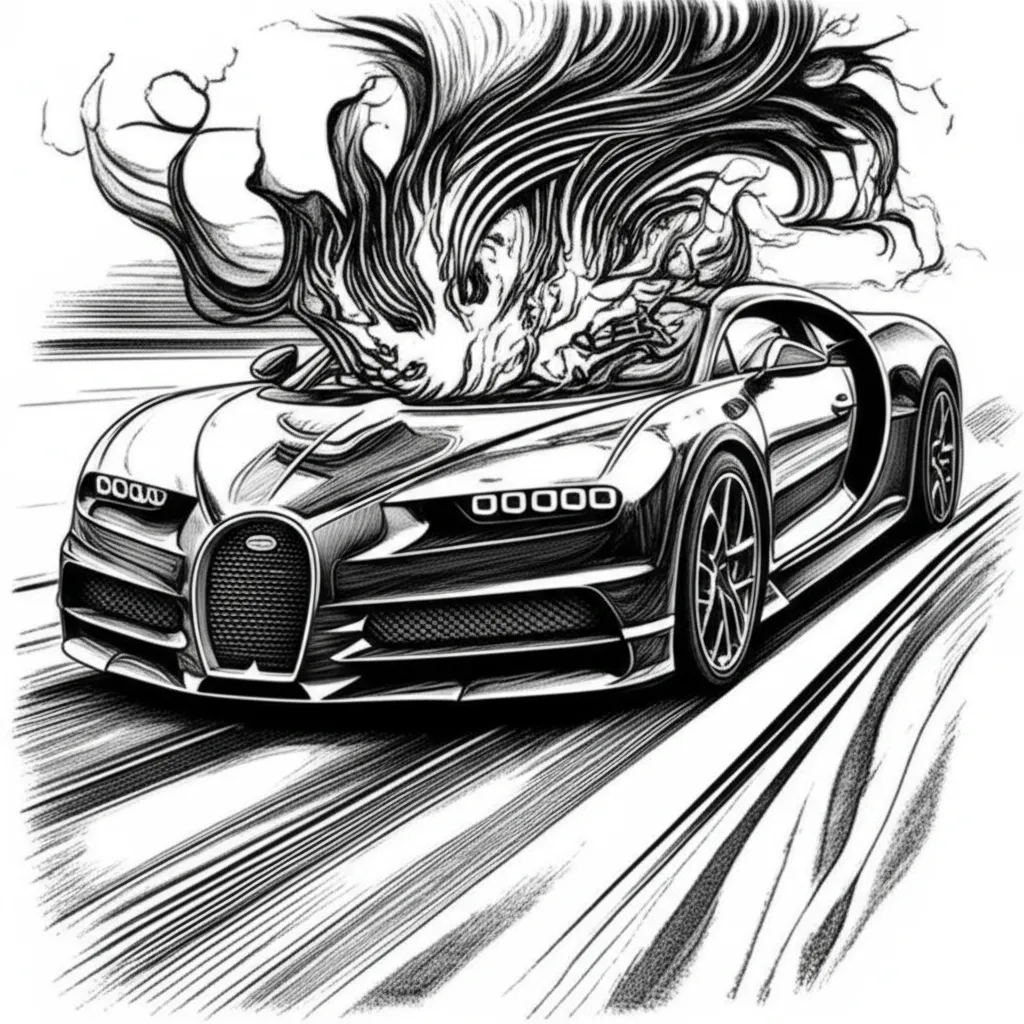 Gothic Bugatti Burning Smoke Tattoo Design