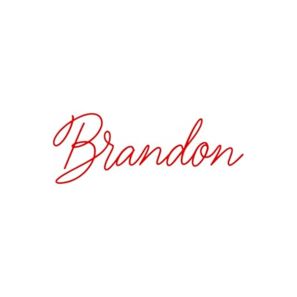 Brandon Name Tattoo in Cursive Red Outline - Minimalist Design Brandon Name Tattoo in Cursive Red Outline - Minimalist Design