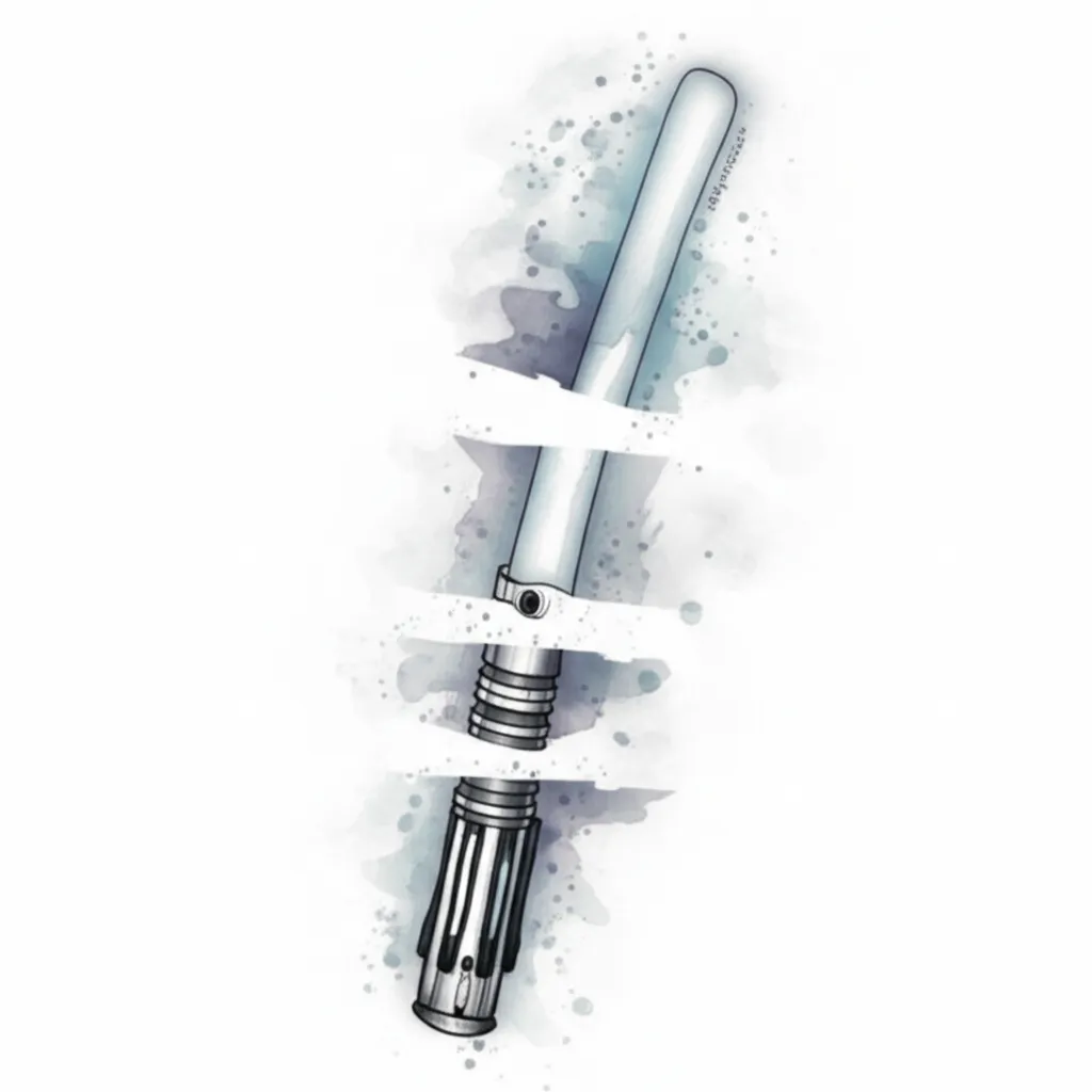 Watercolor Grey Lightsaber in Pieces Tattoo Idea Watercolor Grey Lightsaber in Pieces Tattoo Idea
