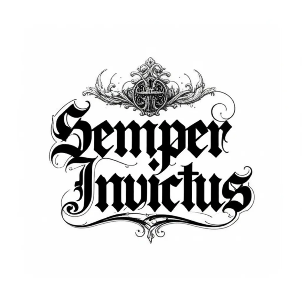 Semper Invictus Gothic Tattoo Design
