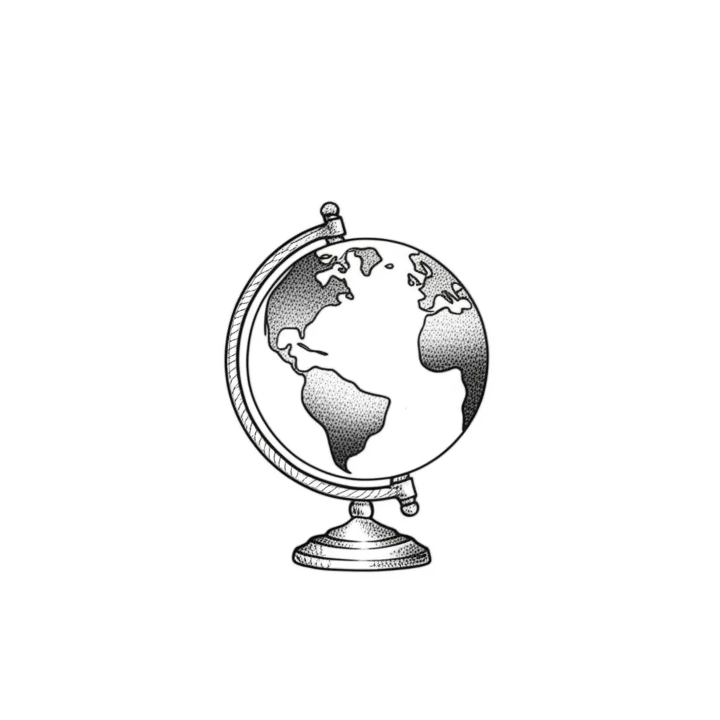 Fine Line Globe Tattoo: World Is Yours Design Fine Line Globe Tattoo: World Is Yours Design