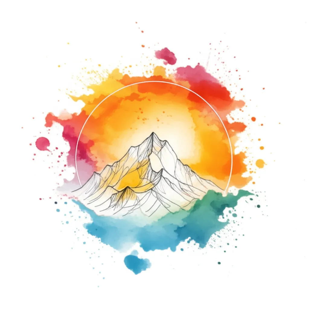 Watercolor Sun and Mountains Tattoo Design Watercolor Sun and Mountains Tattoo Design