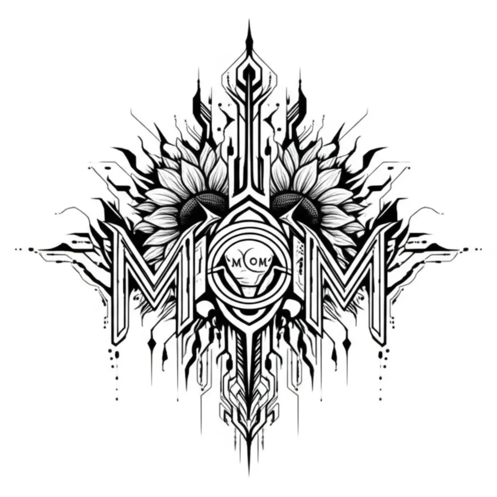 Cyber Sigilism Tattoo: Roman Numerals, Mom & Sunflowers - A Unique Memorial
