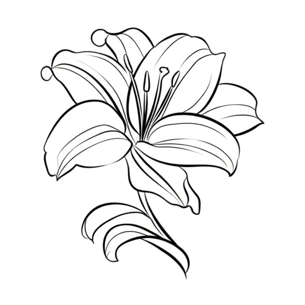Minimalist Lily Flower Tattoo with Swirls Design