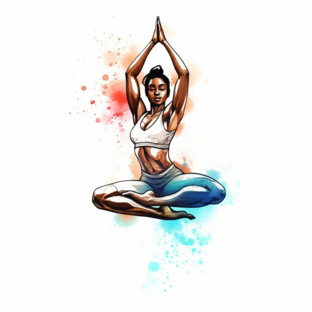 Watercolor Tattoo Design: Strong Woman in Yoga Pose
