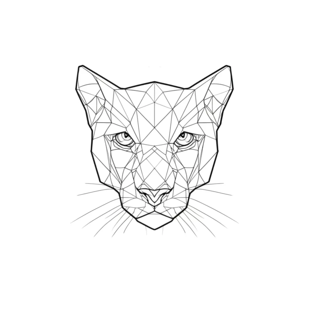 Minimalist Geometric Panther Tattoo Design in Black and Gray Minimalist Geometric Panther Tattoo Design in Black and Gray